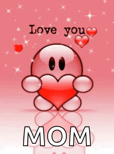 Cartoon Character Holding Heart Love You Mom GIF