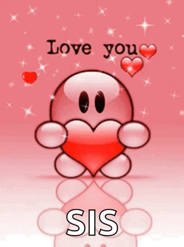 Cartoon Character Holding Heart Love You Sis