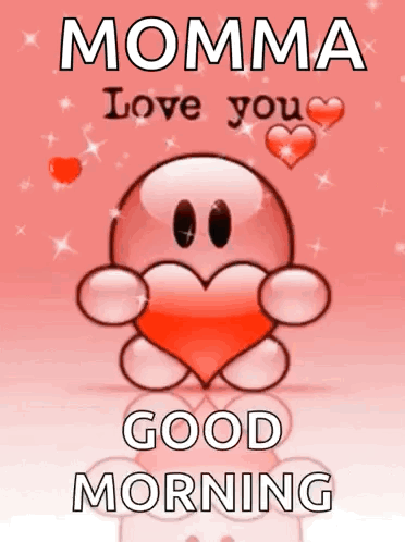 Cartoon Character Holding Heart Momma Love You Good Morning GIF