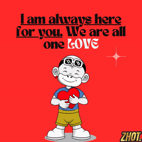 Cartoon Character Holding Heart Saying I Am Always Here for You