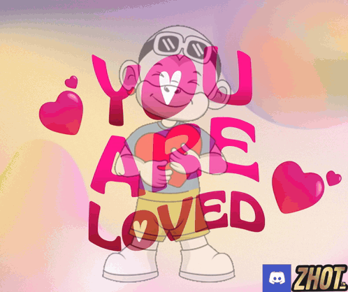 Cartoon Character Holding Heart Saying You Are Loved GIF