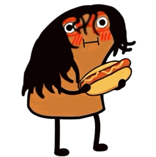Cartoon Character Holding Hot Dog With Mustard GIF