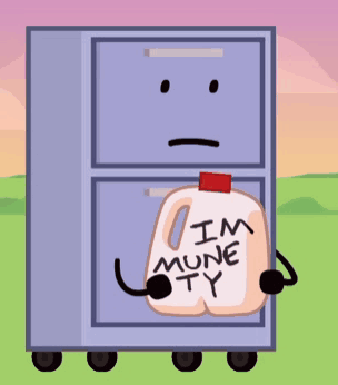 Cartoon Character Holding Immunity Gallon