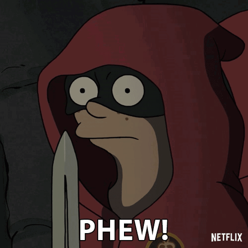 Cartoon Character Holding Knife Phew GIF