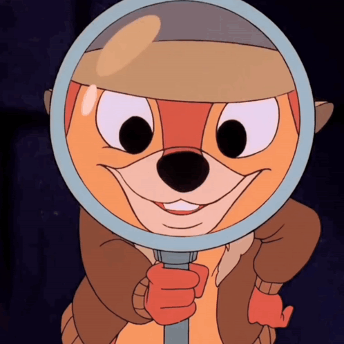 Cartoon Character Holding Magnifying Glass To Face GIF