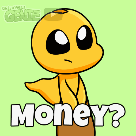 Cartoon Character Holding Money Bag
