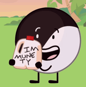 Cartoon Character Holding Munerty Bottle