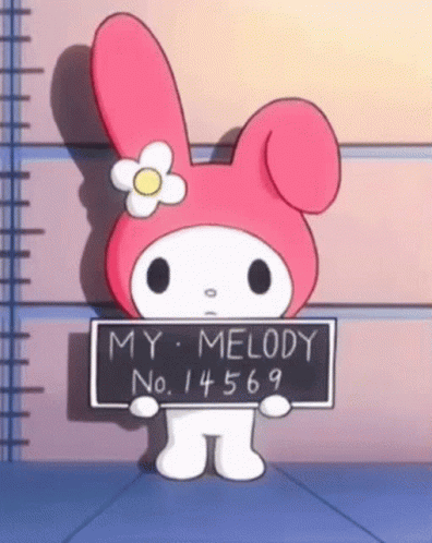 Cartoon Character Holding My Melody Sign GIF