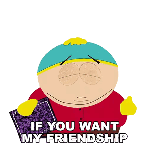 Cartoon Character Holding Notebook Saying If You Want My Friendship