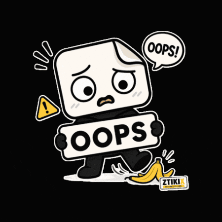 Cartoon Character Holding Oops Sign