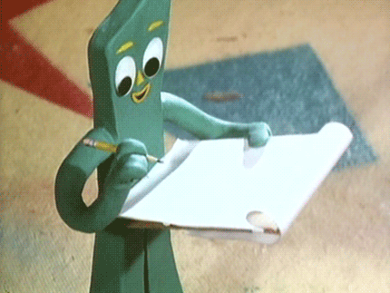 Cartoon Character Holding Paper and Pencil