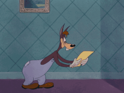 Cartoon Character Holding Paper