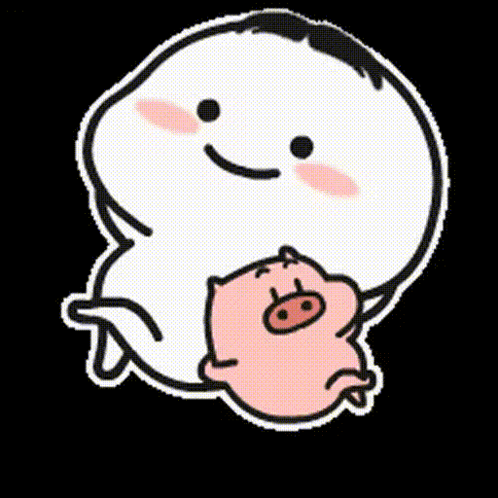Cartoon Character Holding Pig GIF