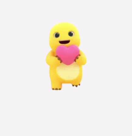 Cartoon Character Holding Pink Heart