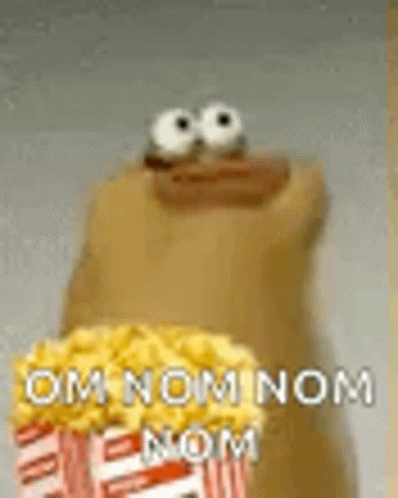 Cartoon Character Holding Popcorn Mouth Open