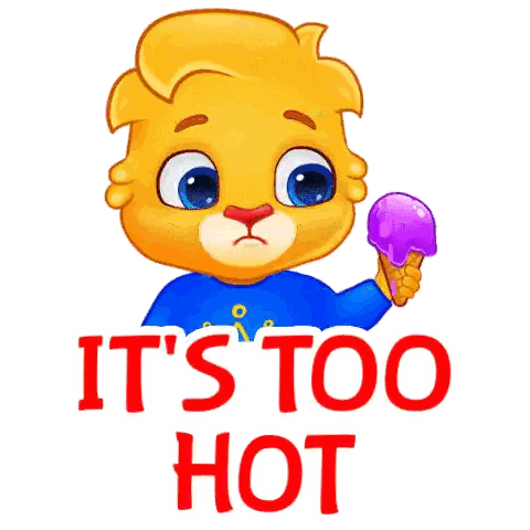 Cartoon Character Holding Purple Ice Cream Too Hot