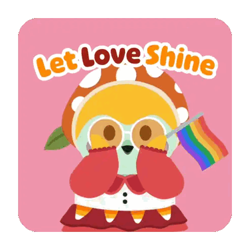 Cartoon Character Holding Rainbow Flag Let Love Shine