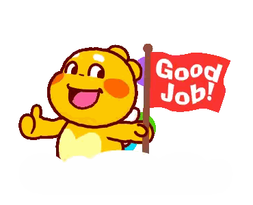 Cartoon Character Holding Red Flag Saying Good Job