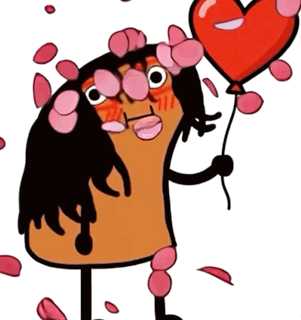Cartoon Character Holding Red Heart Balloon