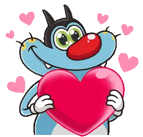 Cartoon Character Holding Red Heart
