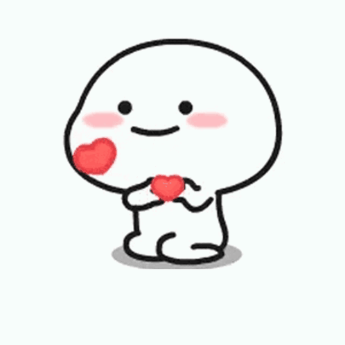 Cartoon Character Holding Red Heart Smiling GIF