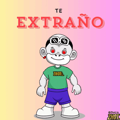 Cartoon Character Holding Red Heart Te Extrano