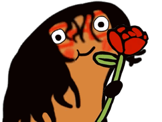 Cartoon Character Holding Red Rose GIF