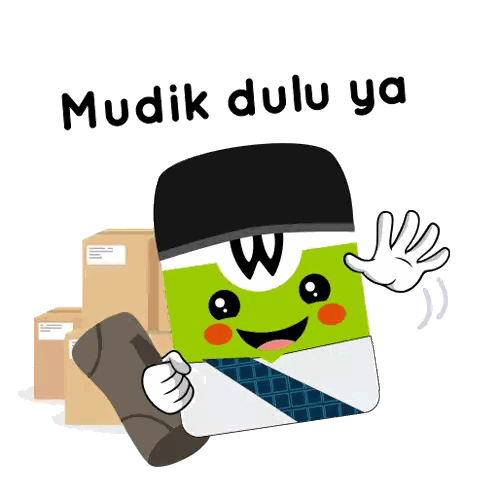 Cartoon Character Holding Rug Mudik Dulu Ya