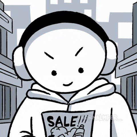 Cartoon Character Holding Sale Brochure GIF