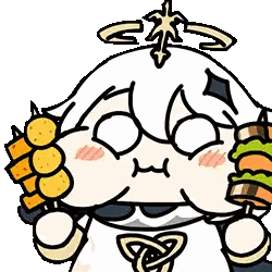 Cartoon Character Holding Sandwich and Skewers