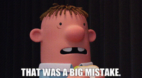 Cartoon Character Holding Sandwich Saying That Was a Big Mistake