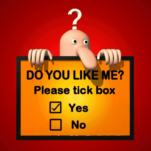 Cartoon Character Holding Sign Do You Like Me