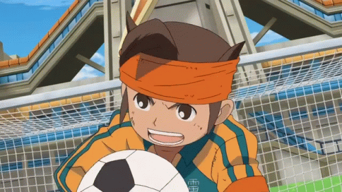 Cartoon Character Holding Soccer Ball With Chinese Characters on Shirt