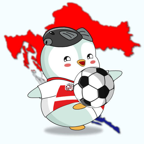 Cartoon Character Holding Soccer Ball with Map of Croatia