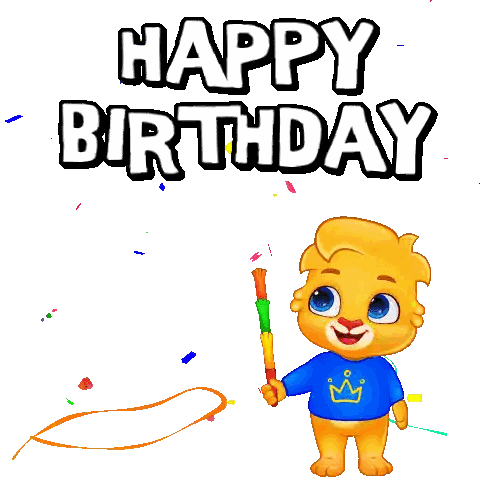 Cartoon Character Holding Stick Birthday Greeting