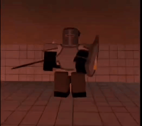Cartoon Character Holding Sword and Shield