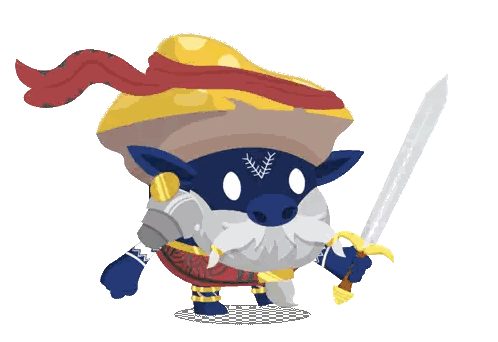 Cartoon Character Holding Sword and Wearing Hat