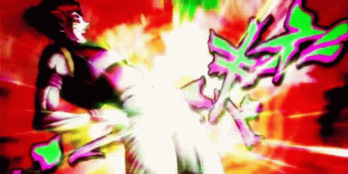 Cartoon Character Holding Sword In Colorful Explosion GIF