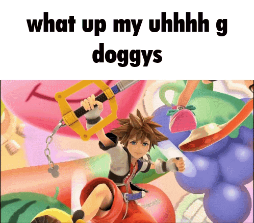 Cartoon Character Holding Sword Saying What Up