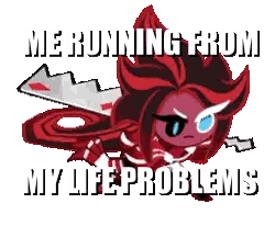 Cartoon Character Holding Sword Says Running from Life Problems