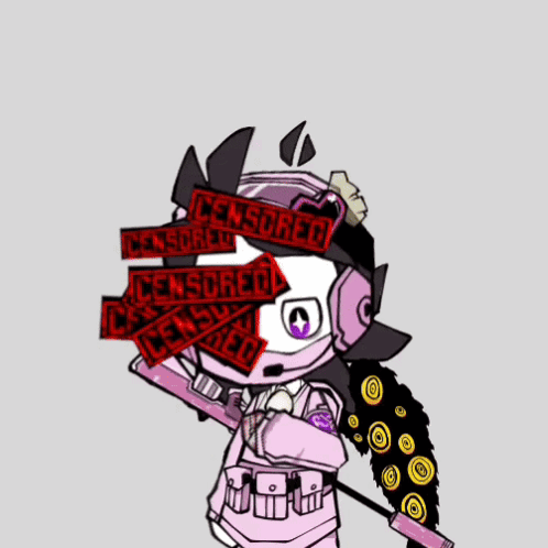 Cartoon Character Holding Sword With Censored Stickers