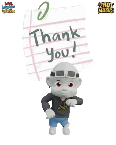 Cartoon Character Holding Thank You Note