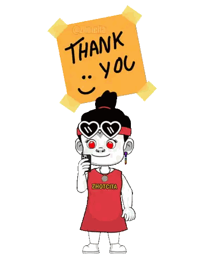 Cartoon Character Holding Thank You Sign