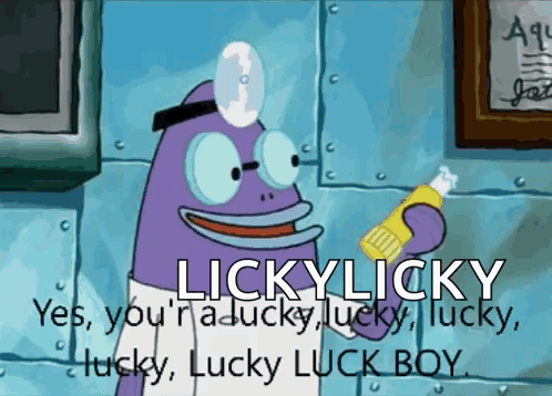 Cartoon Character Holding Toothpaste Saying Lickylicky Yes You're Lucky