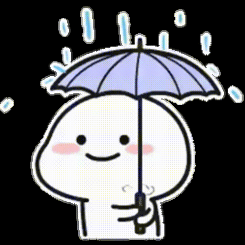 Cartoon Character Holding Umbrella In Rain GIF