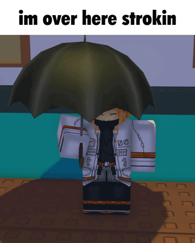 Cartoon Character Holding Umbrella Saying Im Over Here GIF