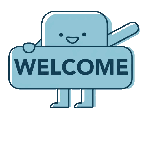 Cartoon Character Holding Welcome Sign