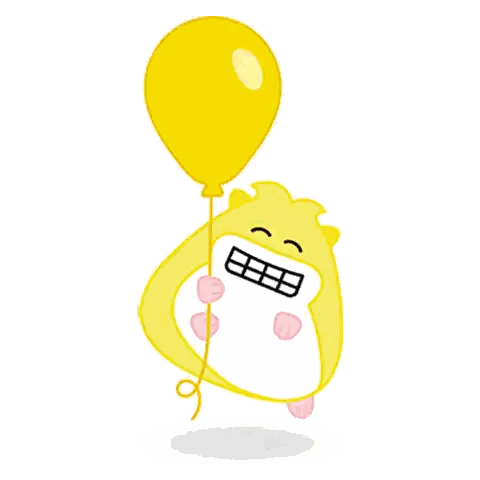 Cartoon Character Holding Yellow Balloon