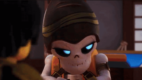 Cartoon Character Hugging Skeleton GIF
