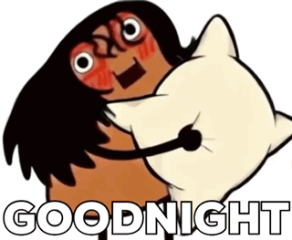 Cartoon Character Hugging White Pillow Goodnight